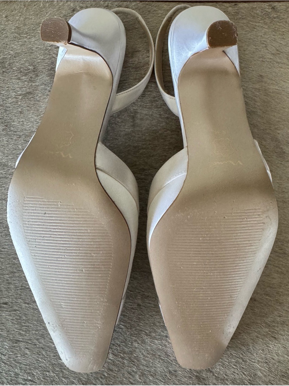 Vintage 90s Nina Ivory Satin Dyeable Bridal Heels Slingback Pumps 8.5 - Picture 5 of 10